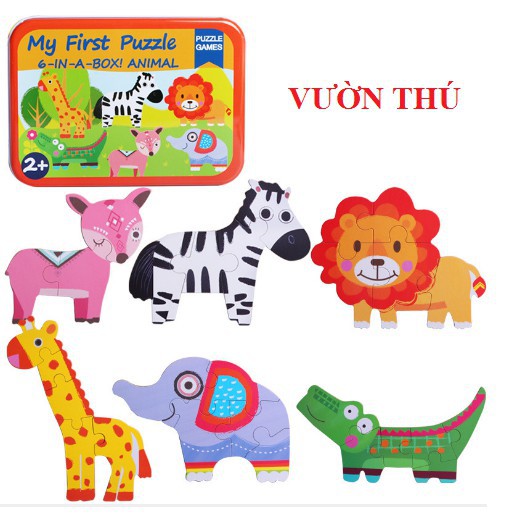 Đồ chơi xếp hình My First Puzzle hộp sắt 6 hình chủ đề ngẫu nhiên cho bé