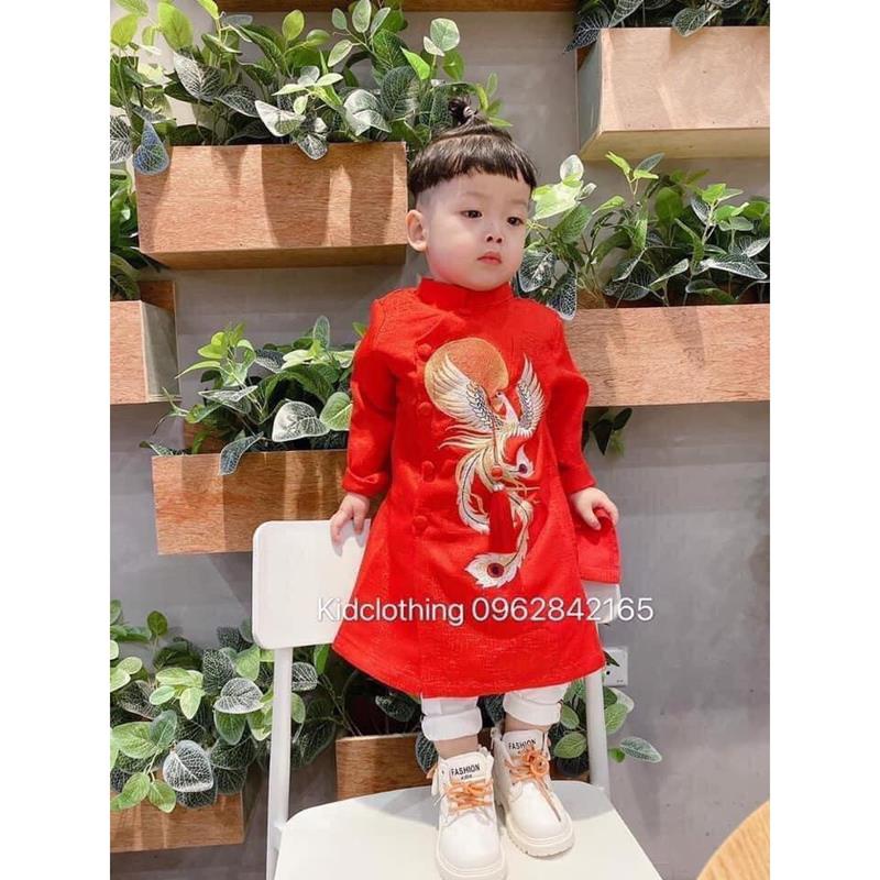Bộ đồ cho bé gái bé trai áo dài cách tân rồng phượng cho bé đi chúc tết siêu xinh JIMADO SE1089
