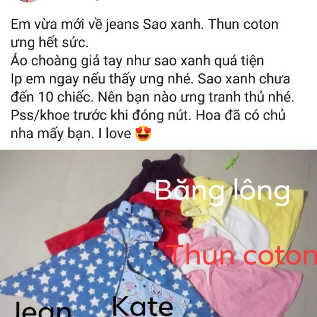 Combo 3 áo choàng 1xám .1 hồng nhạt. 1cam