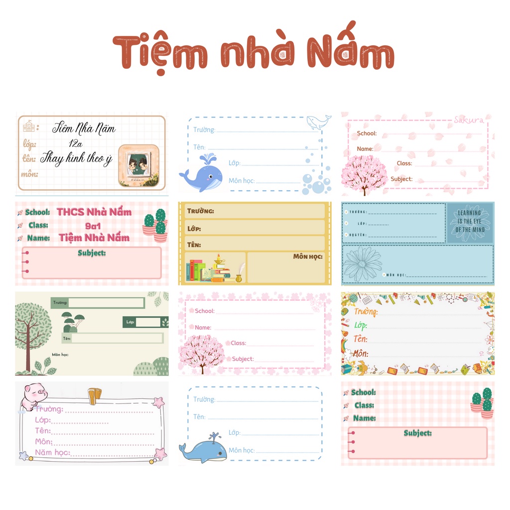 Nhãn Vở Không Có Môn Học
