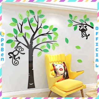 Tranh mica EPeBen dán tường nổi 3d hình khỉ leo cây này decor trang trí mầm non, phòng cho bé