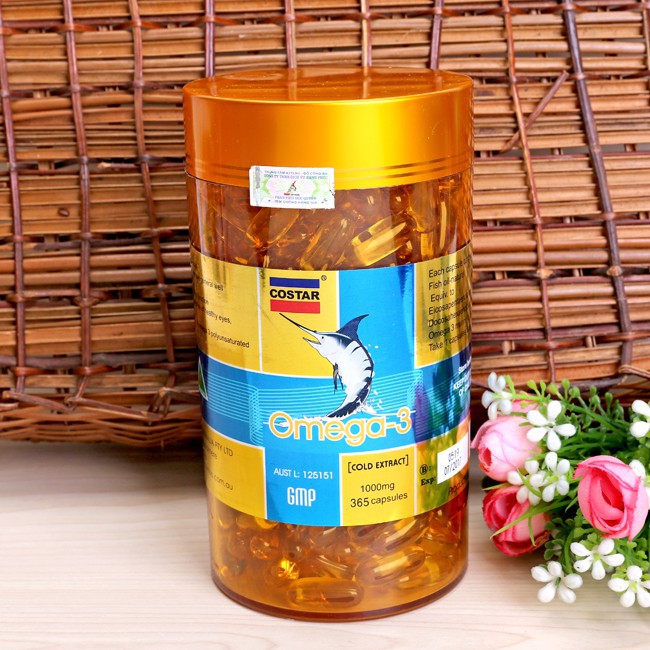 Dầu cá Costar Omega 3 1000mg tăng cường sức khỏe bổ tim mạch, trí não, tăng cường thị lực, Chai 365 viên