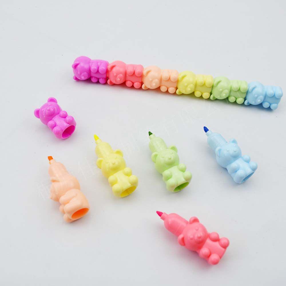 Bút Dạ Quang Tự Vẽ Hình Gấu PEWANY 5 Màu Tùy Chọn Trang Trí Sổ Tay / Đồ Dùng Văn Phòng / Trẻ Em