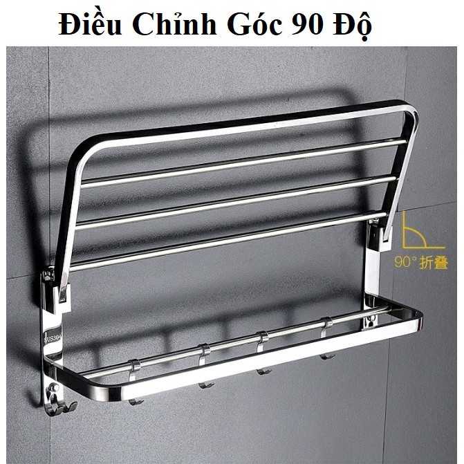 Kệ treo nhà tắm INOX SUS304 - Giá để đồ phòng tắm lắp đặt dán tường hoặc khoan tường - G304