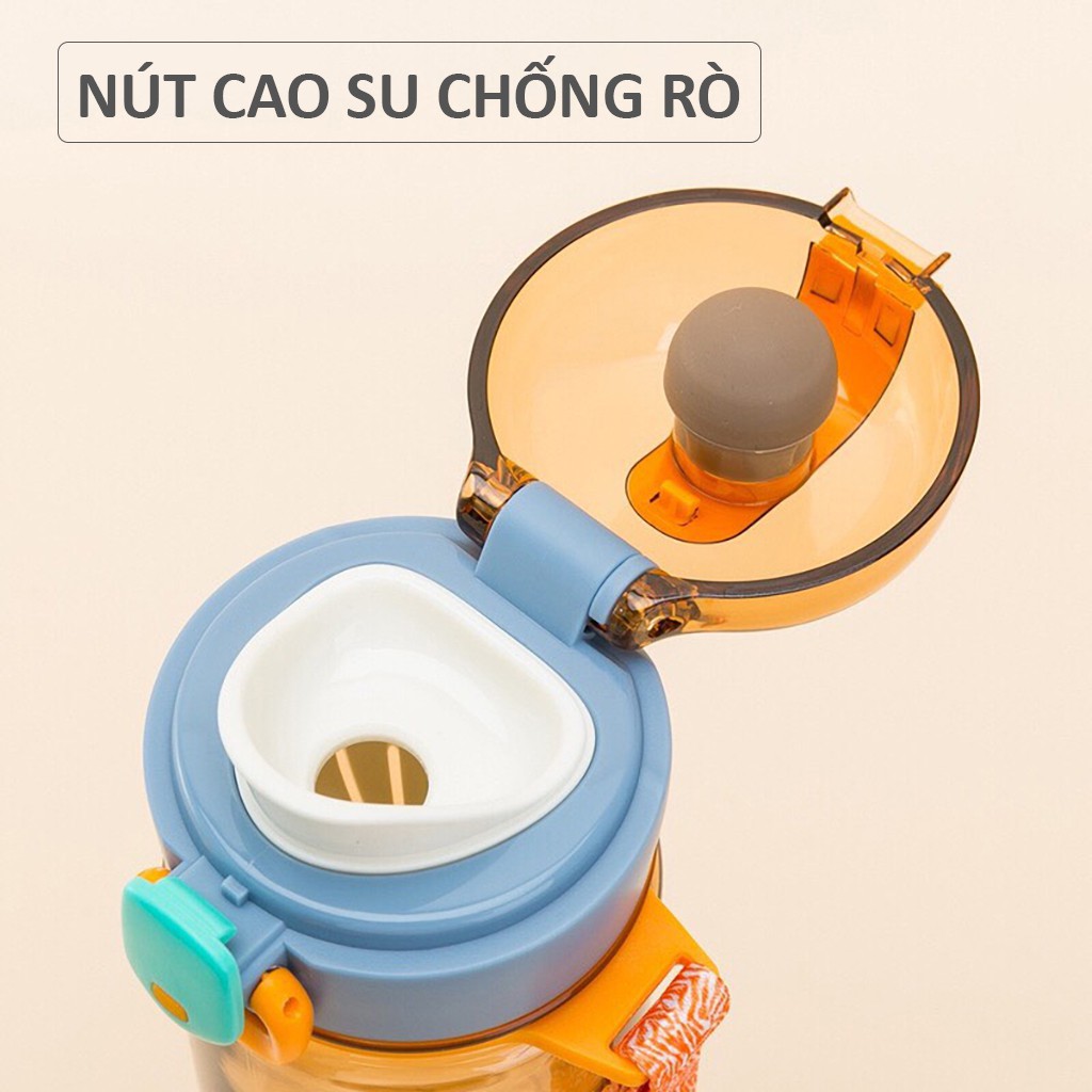 Bình nước thể thao, tập gym cao cấp 500ml bằng nhựa PP an toàn có quai xách tiện lợi 4 màu unisex