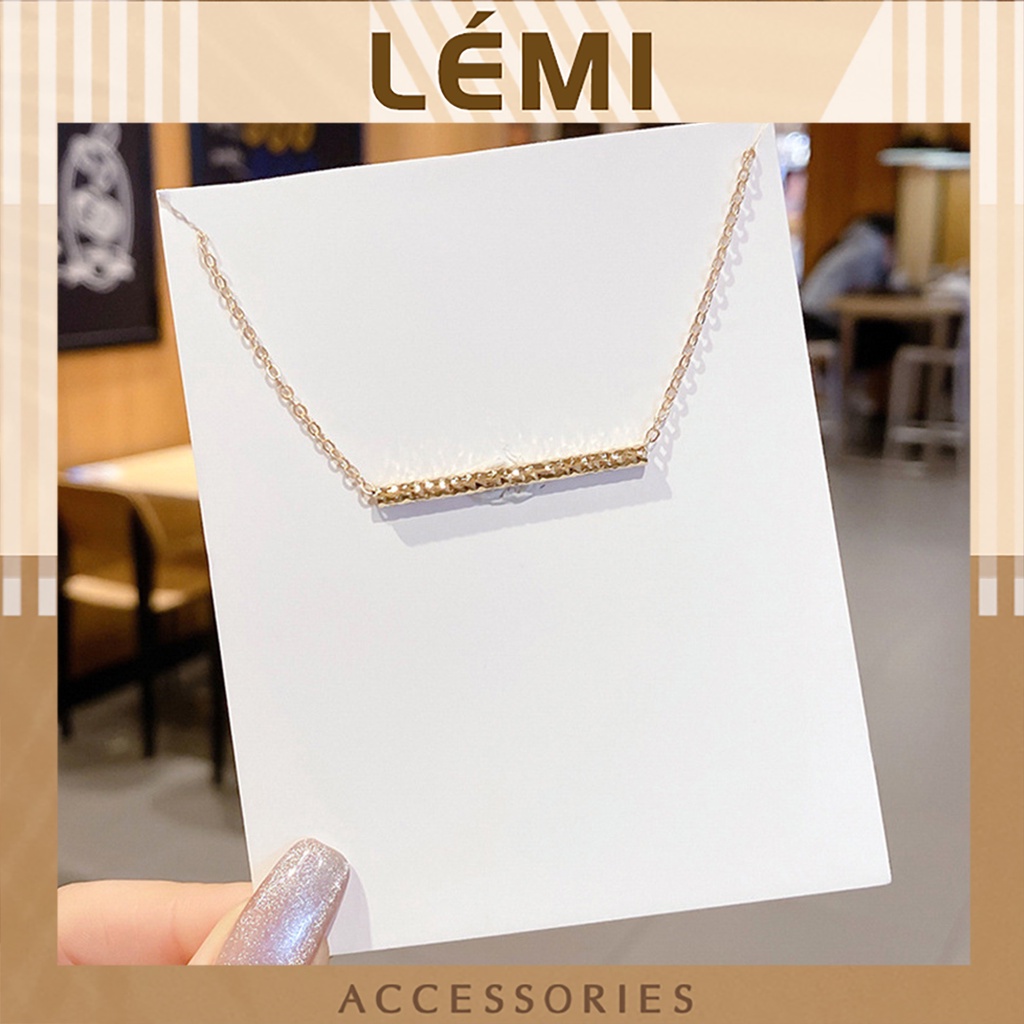 Vòng cổ nữ mặt thanh ngang cắt Diamond lấp lánh thời trang Hàn Quốc Lémi accessories