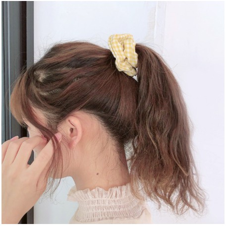 (Đọc Mô Tả )Dây buộc tóc, Cột tóc Scrunchies Co Giãn Họa Tiết Vải Caro Thời Trang Cho Nữ