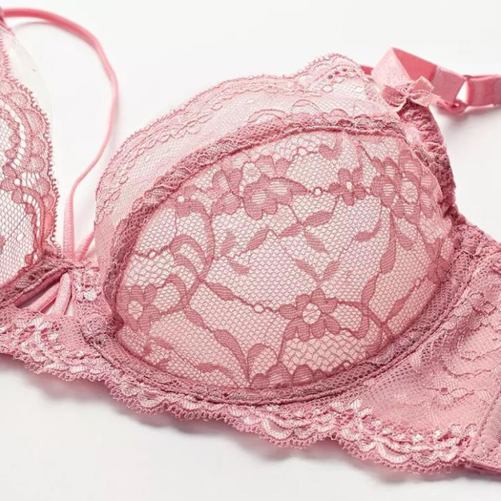 Bộ đồ lót B018 Mand ren nơ dây chéo ko đệm có gọng - BL