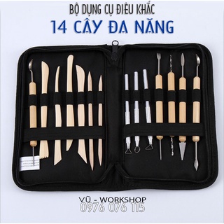 Bộ 14 dụng cụ điêu khắc tạo hình đất sét đa năng, nặn tượng, búp bê, điêu khắc gốm