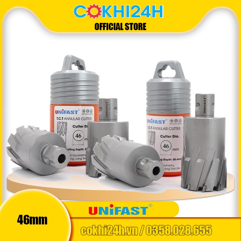 Mũi khoan từ rút lõi phi 46mm Unifast HSS 46x25 / TCT 46x35 / TCT 46x50