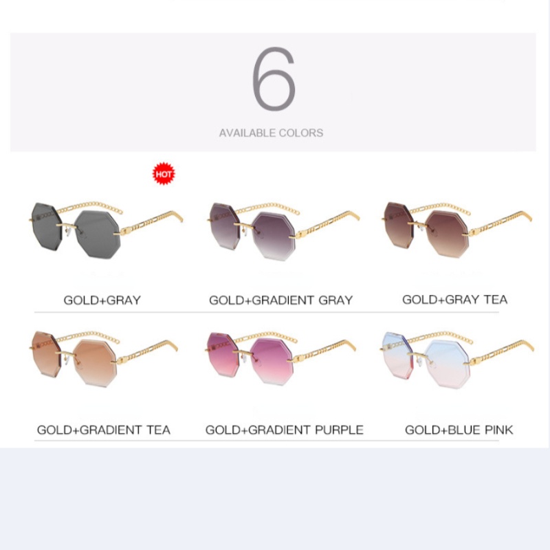 Kính Mát Gọng Kim Loại Tròng Màu Gradient Không Viền Thời Trang Cho Nữ
