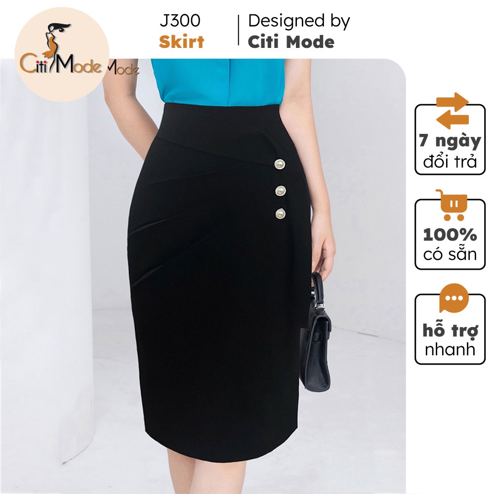 Chân váy dáng ôm công sở CITI MODE nhún hông J300