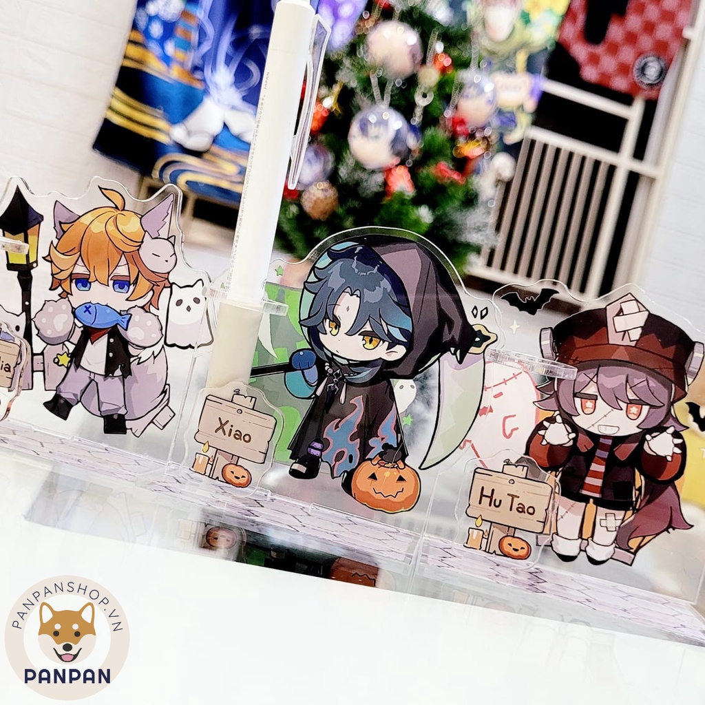Mô Hình Standee đựng viết, bút Anime Genshin Impact Halloween  Xiao, Hutao, Childe