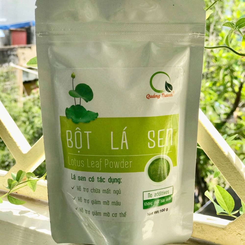 Gói 50g Bột Lá Sen Quảng Thanh - 100% lá sen tươi sấy lạnh tiệt trùng, hoàn toàn không chứa chất bảo quản