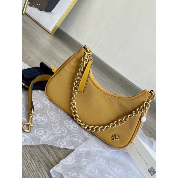 Túi kẹp nách, đeo chéo nữ Tory burch thiết kế vải phối da thật trẻ trung