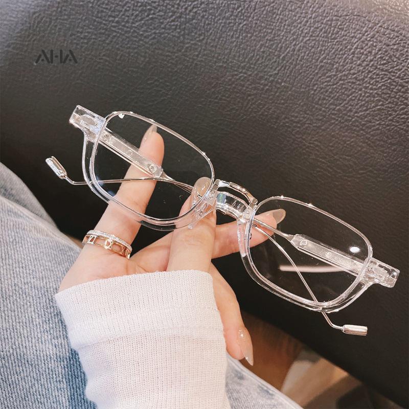 Mắt kính AHA official tròng trong suốt màu trơn phong cách Hàn Quốc cho nam và nữ
