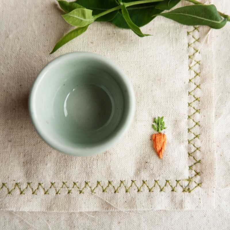 Set 4 tấm Lót Ly Linen Thêu tay hình trái cây bé tí xíu🍋🍊🍋🍊