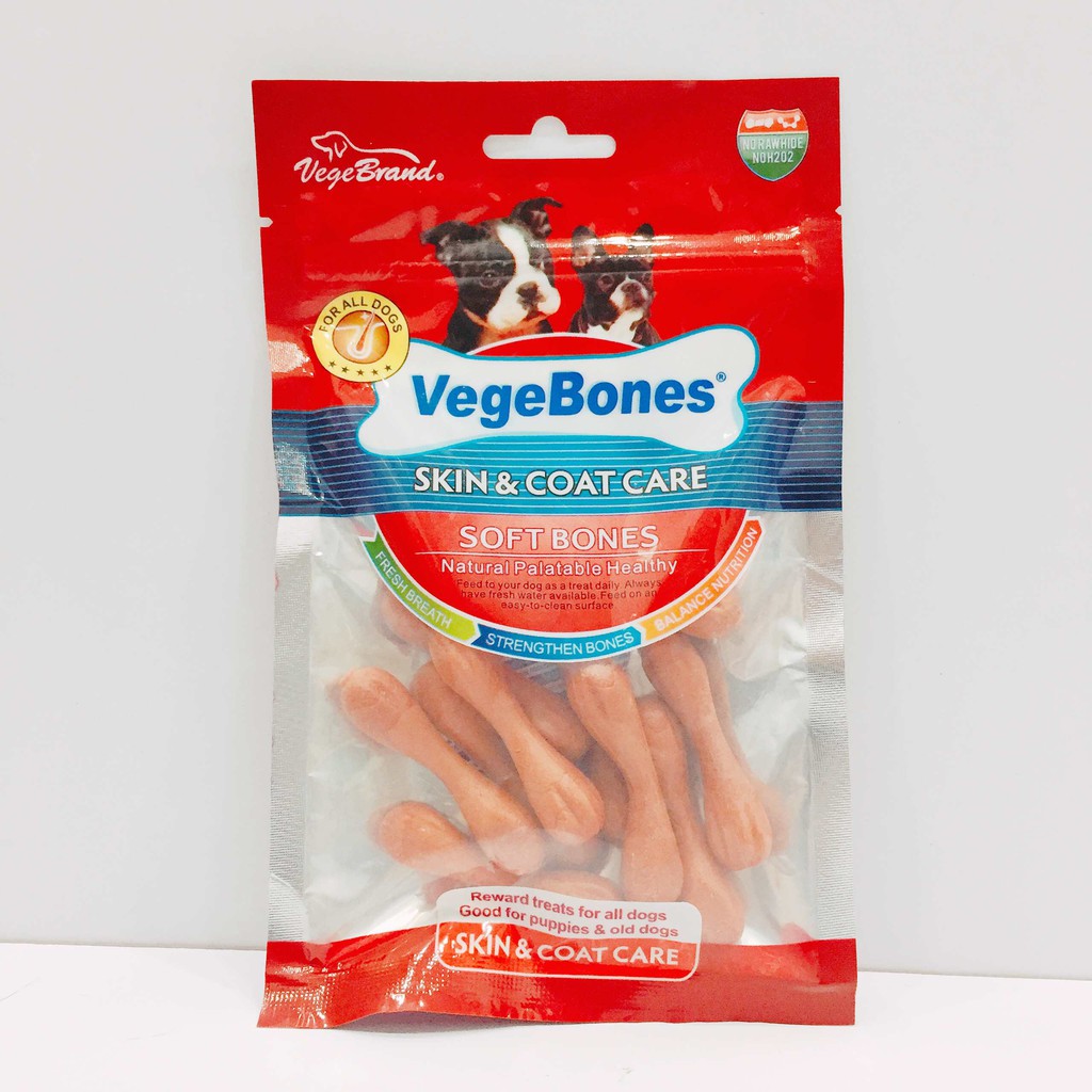 Xương Gặm Sạch Răng Mượt Lông Bổ Sung Canxi Hỗ Trợ Hệ Tiêu Hóa Cho Chó Vege Bones Gói 60g