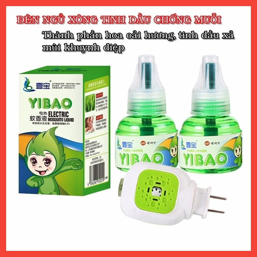 Tinh dầu đuổi muỗi xông phòng electric YIBAO 45ml, tinh dầu xông muỗi thiên nhiên khuếch tán thơm phòng an toàn cho bé