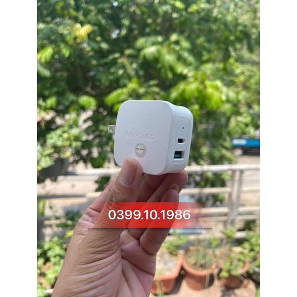 Củ sạc 2 cổng RAVPower chính hãng, sạc nhanh 2 cổng USB và PD 3.0 max 18w