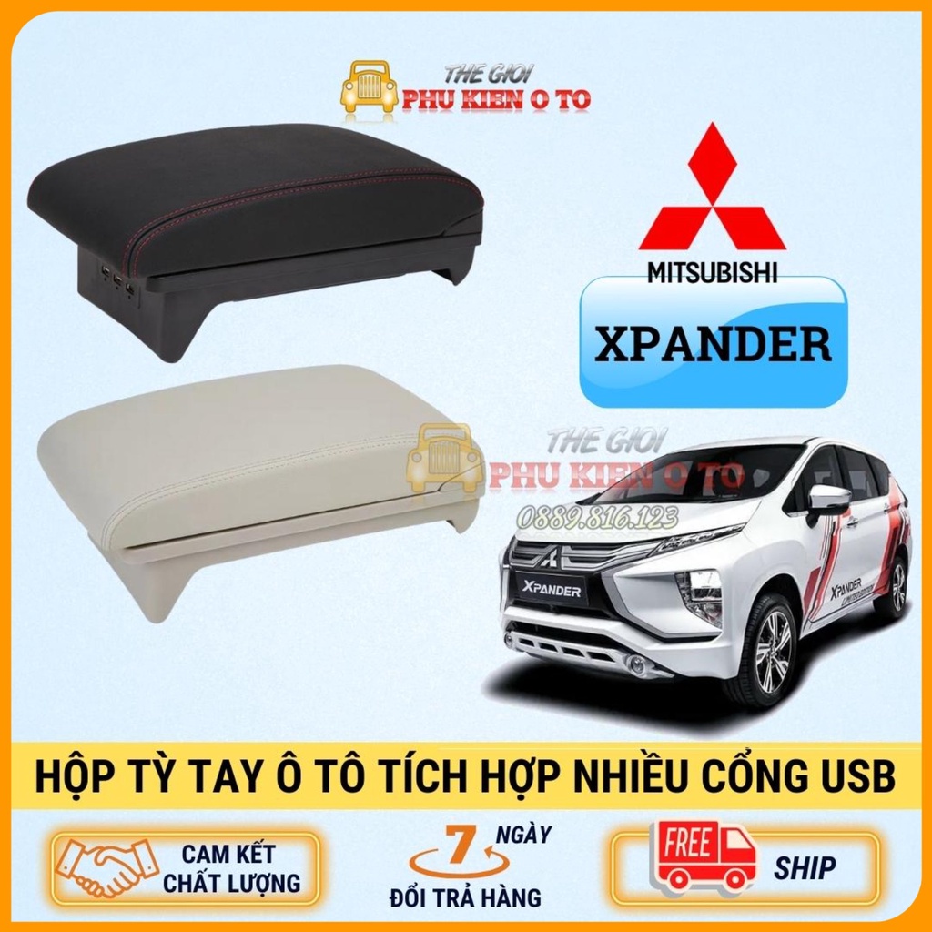 Hộp tỳ tay xe Mitsubishi XPANDER cao cấp tích hợp 3 cổng USB lắp đặt dễ dàng