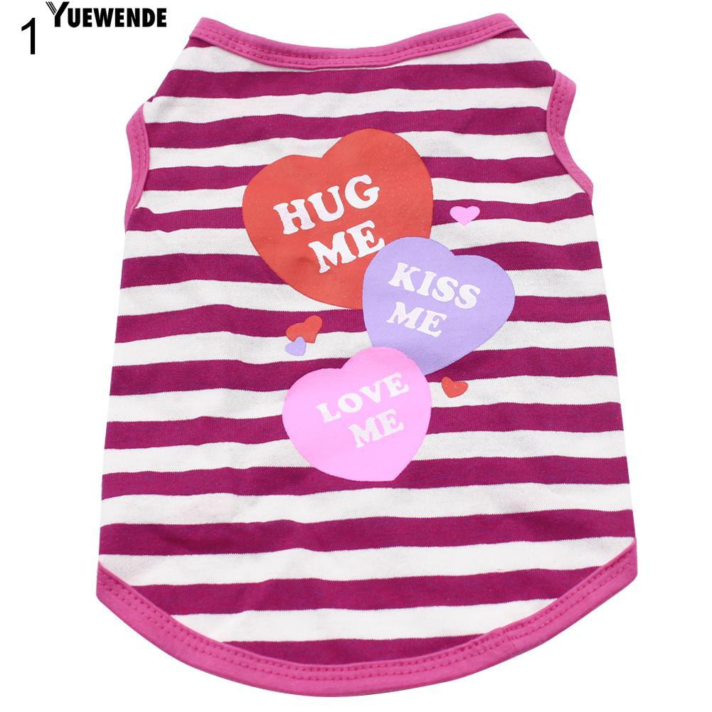 Áo thun kẻ sọc trái tim cho chó mèo