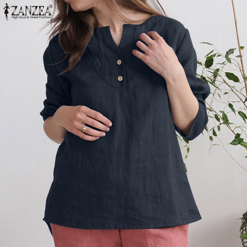 Zanzea Áo Nữ Tay 3 / 4 Cổ Chữ V Phong Cách Châu Âu