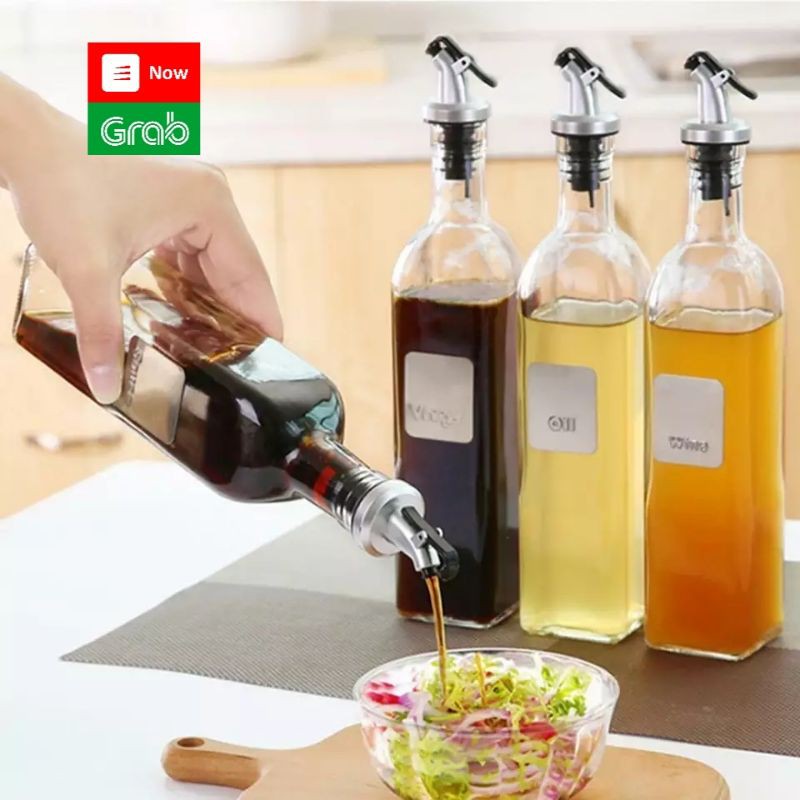 Chai Đựng Dầu Ăn Thủy Tinh Thân Vuông, Nước mắm, Gia vị trong bếp 500ML