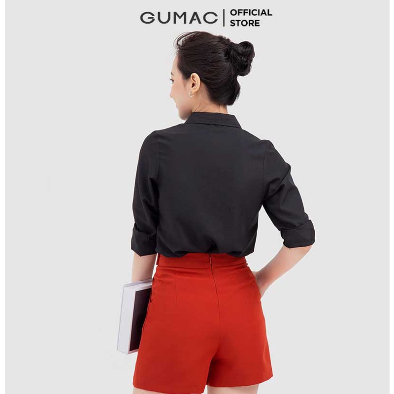 [Mã WABRGUM giảm 10% tối đa 30K đơn 99K] Áo sơ mi nữ công sở thời trang GUMAC màu đen công sở cơ bản AB922 sơ mi dài tay