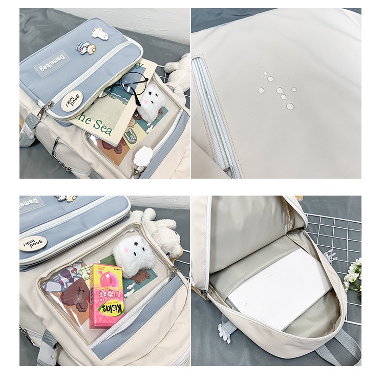 Ba Lô Đi Học/Du Lịch Cỡ Lớn Chống Thấm Nước Họa Tiết Hoạt Hình Phong Cách Nhật Hàn