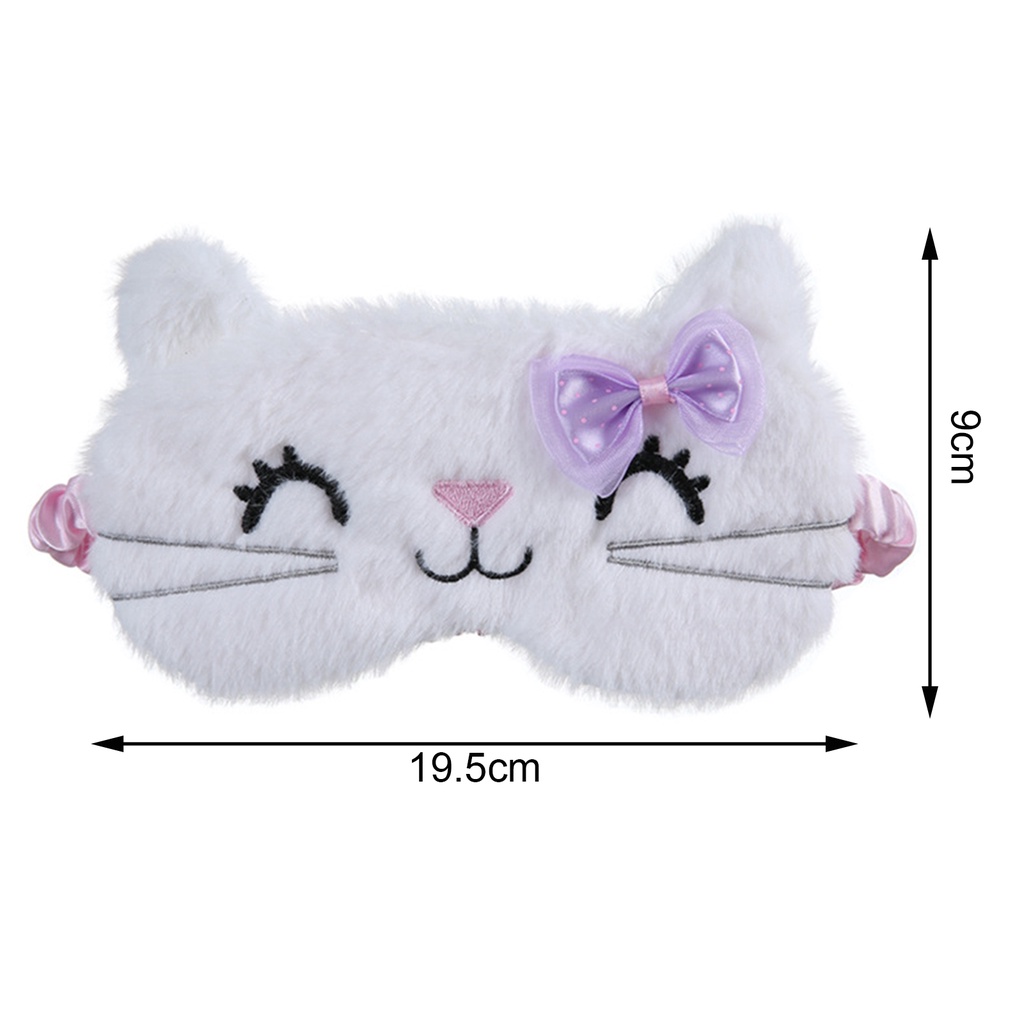 [Hàng mới về] Miếng bịt mắt hỗ trợ giấc ngủ bằng vải nhồi bông thoáng khí hình mèo đính nơ gấp gọn được cho trẻ em