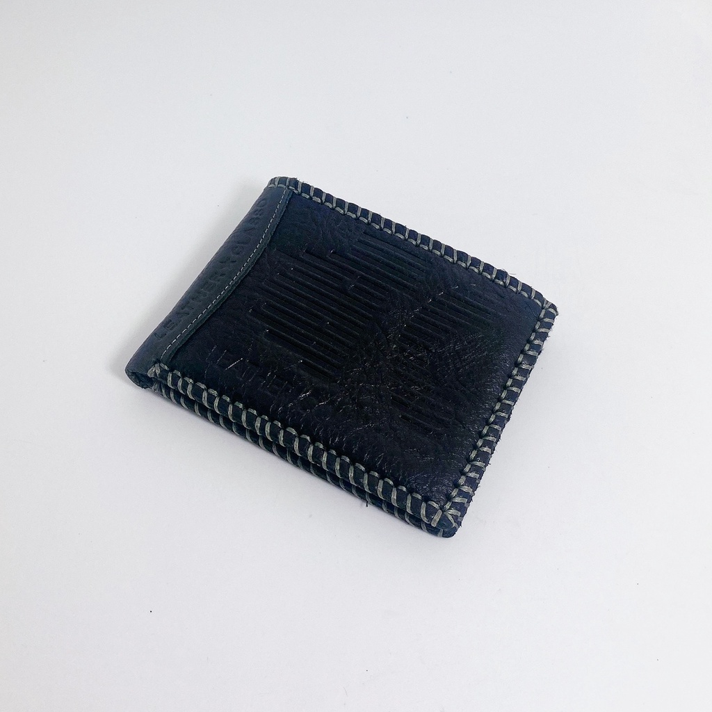Ví da nam cầm tay thời trang cao cấp da bò thật kiểu dáng khâu viền hiệu Leather Collection JJKVEC65