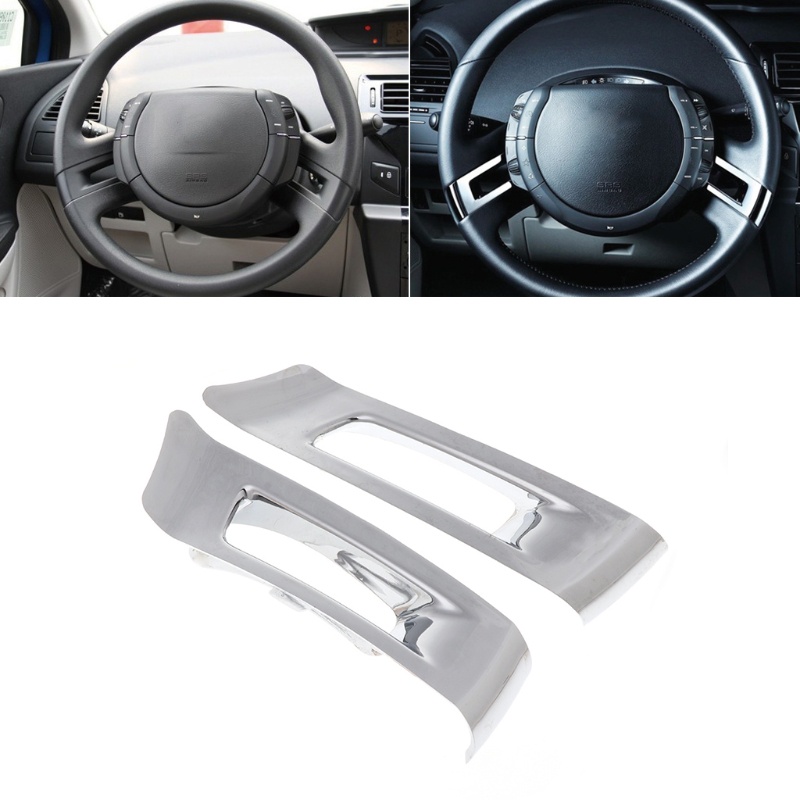 ✿ 1 Pair ABS Chrome Steering Wheel Cover Insert Sticker Trim For Citroen C-Quatre