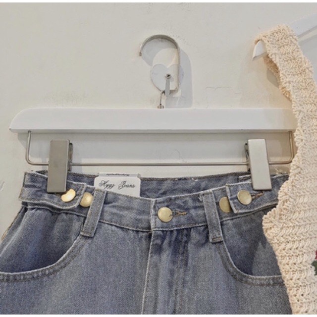 Quần short jean nữ lưng cao, quần đùi jean cạp cao ống rộng OHS064