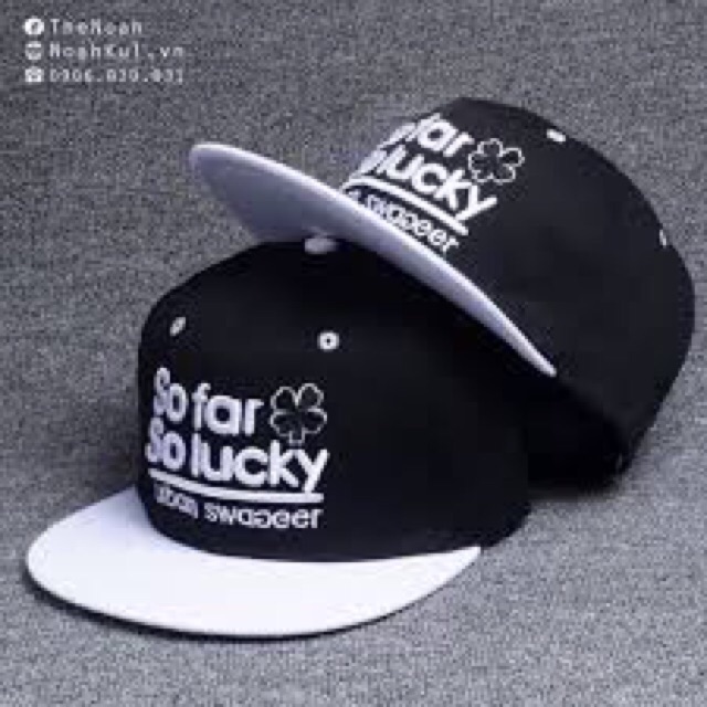 Mũ lưỡi trai snapback So far So Lucky đen