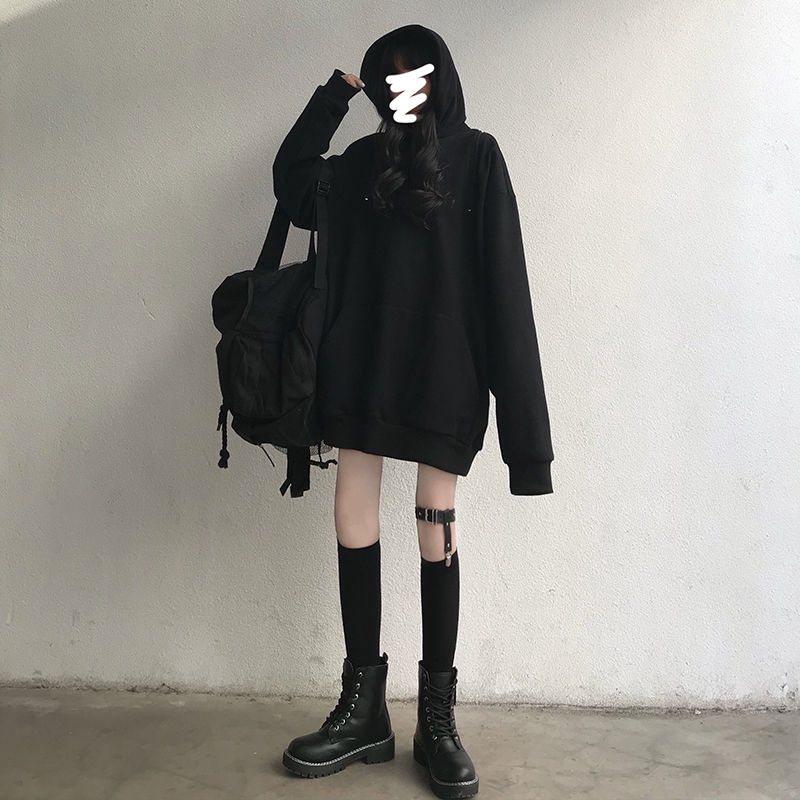 Đại Học Trùm Đầu T 171579Áo Hoodie Tay Dài Dáng Rộng Phối Khóa Kéo Phong Cách Thời Trang Harajuku