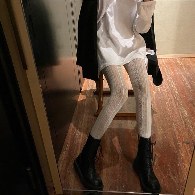 [Hàng có sẵn] Quần tất dài ôm chân khoét lỗ gợi cảm chống móc khóa mùa thu