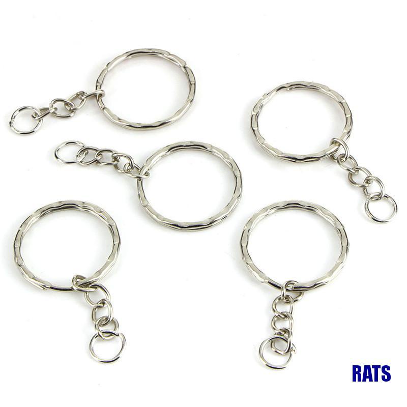 Set 50 móc ngắn làm móc khóa màu bạc mạ bóng 25mm diy