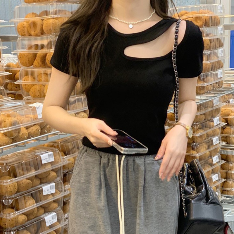 Áo Croptop Tay Ngắn Thiết Kế Độc Đáo Thời Trang Quyến Rũ Cho Nữ