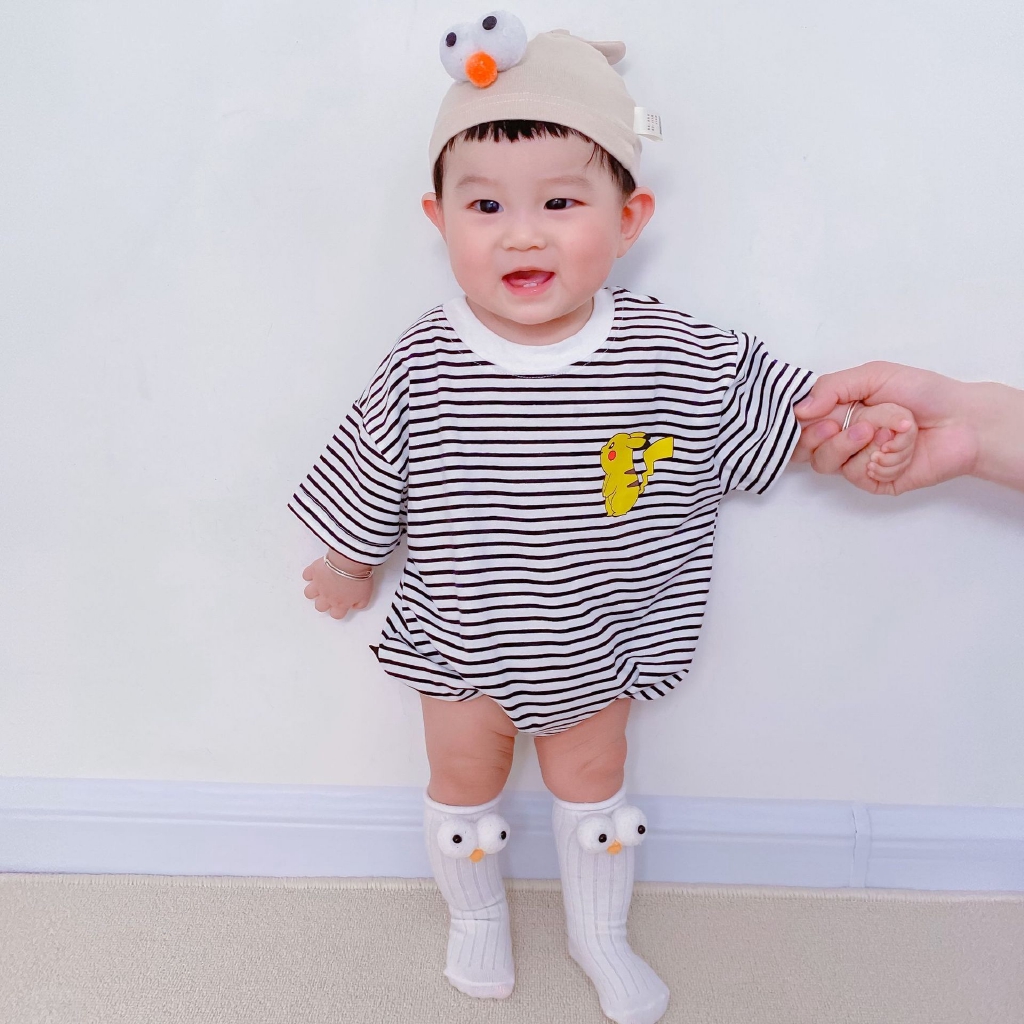 Bộ áo liền quần cotton mềm thời trang mùa hè cho bé