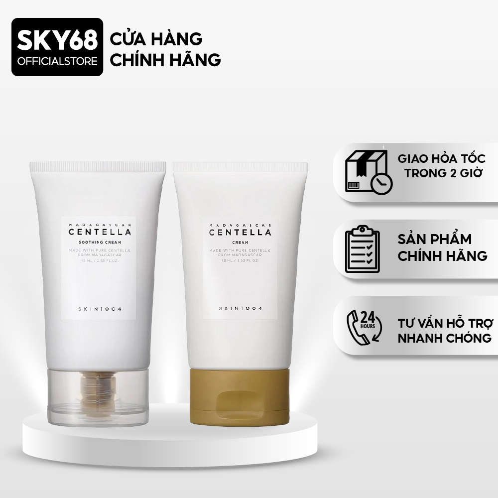 Combo Kem Dưỡng Giảm Mụn, Làm Dịu Da Chiết Xuất Rau Má Skin1004 Madagascar Centella Cream