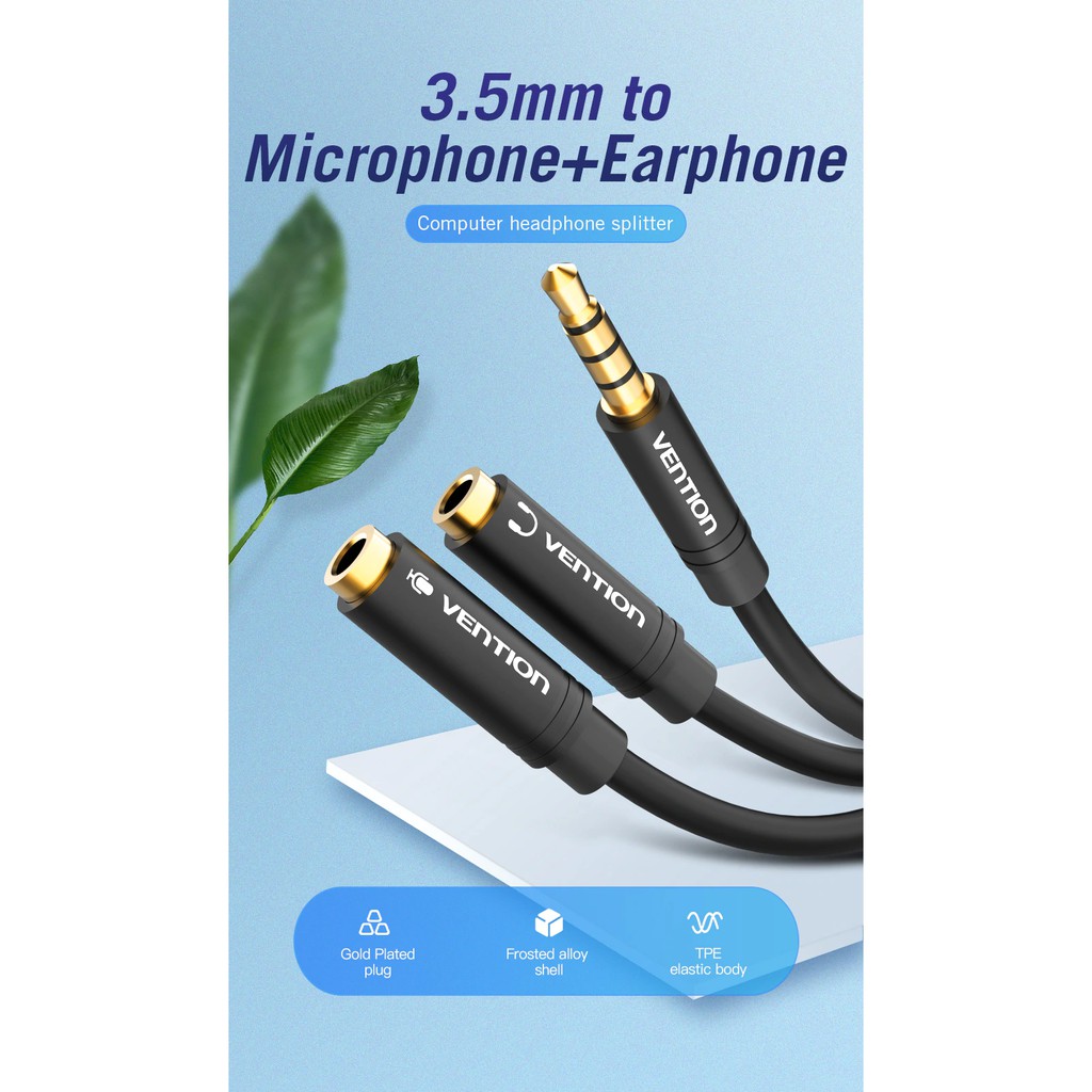 Dây cáp âm thanh 3.5mm chia 2 cổng cắm tiện dụng