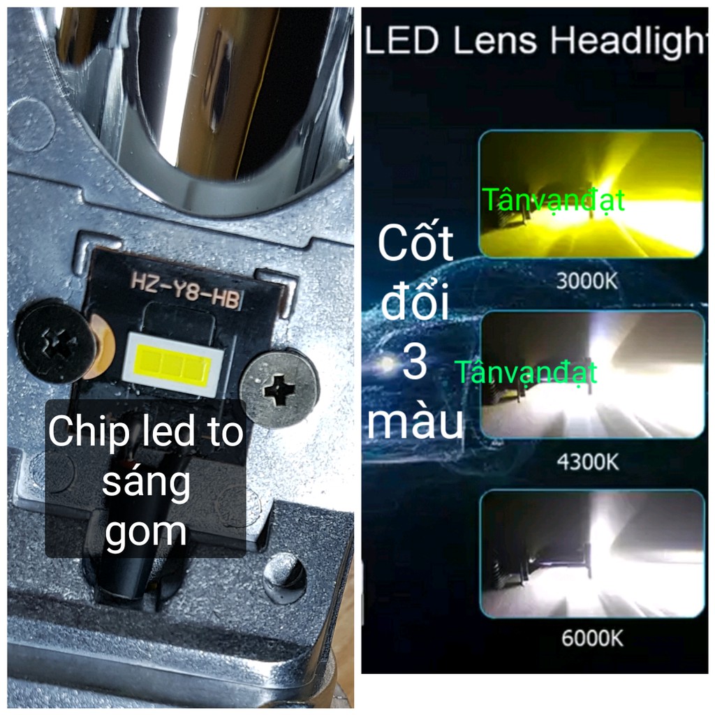 Bóng đèn Bi cầu Led Napak H4 cốt đổi 3 màu 3000k-4500k-6000k bản 2020