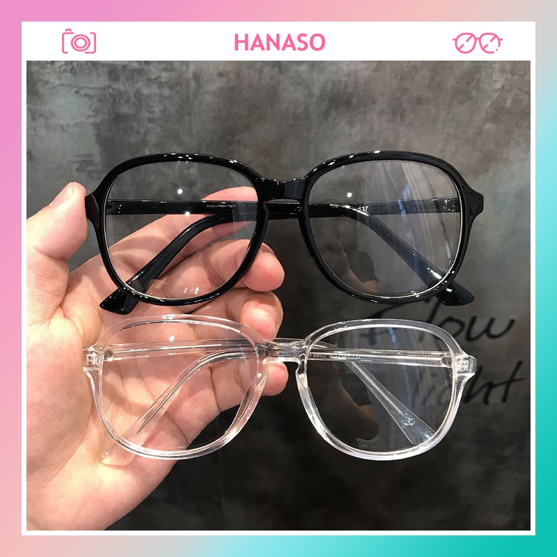 Kính cận thời trang nam nữ mắt kính không độ gọng tròn chống tia UV phong cách Ulzzang đẹp giá rẻ HANASO 026