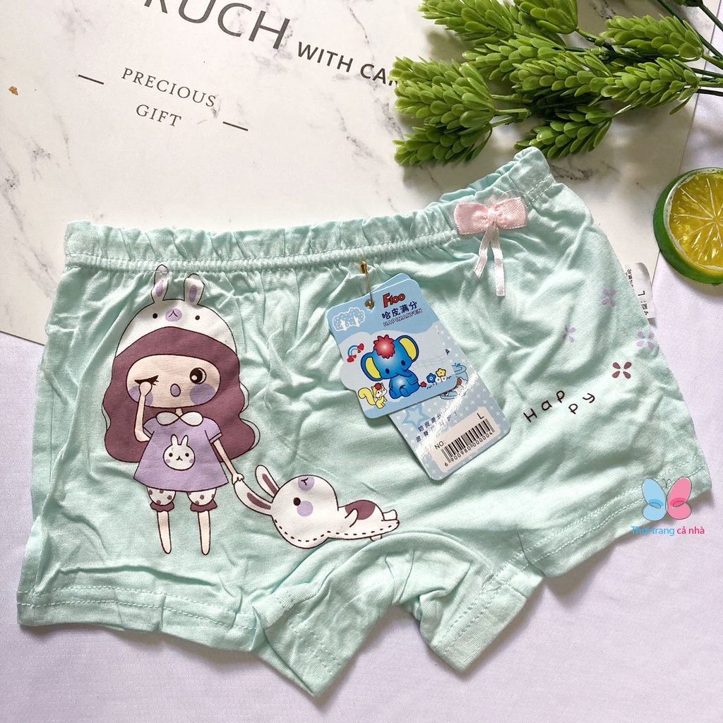 Quần chip đùi size từ 17kg đến 35kg cho bé gái in cô bé thun lụa lạnh - QC0768