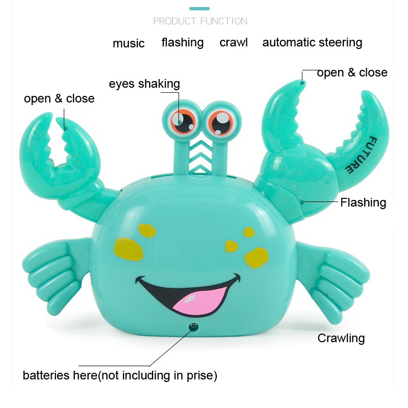 Đồ Chơi Nhạc Cụ Hình Con Cua Có Đèn Chớp Tự Động Xoay Được Giáo Dục Sớm Cho Bé