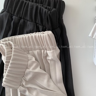 Chân váy xếp ly cạp chun thun vân chéo
