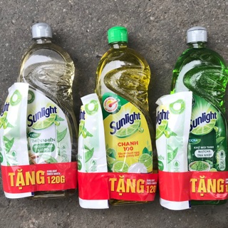 [ Hàng Kẹp] Chai Sunlight 750g ( tặng túi nước rửa chén 120g)