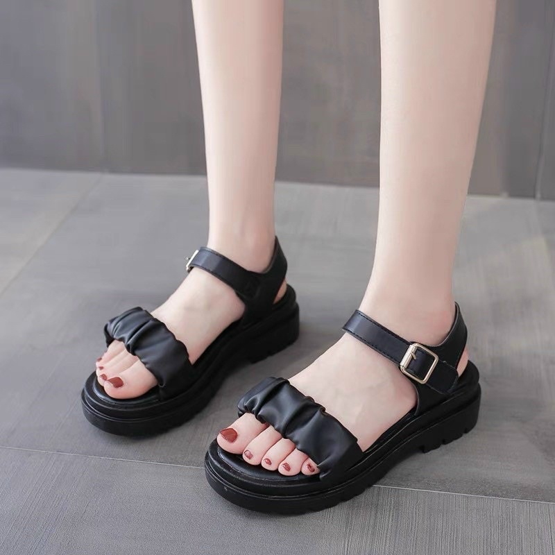 Sandal nữ, sandal học sinh quai nhún đế cao 3cm năng động