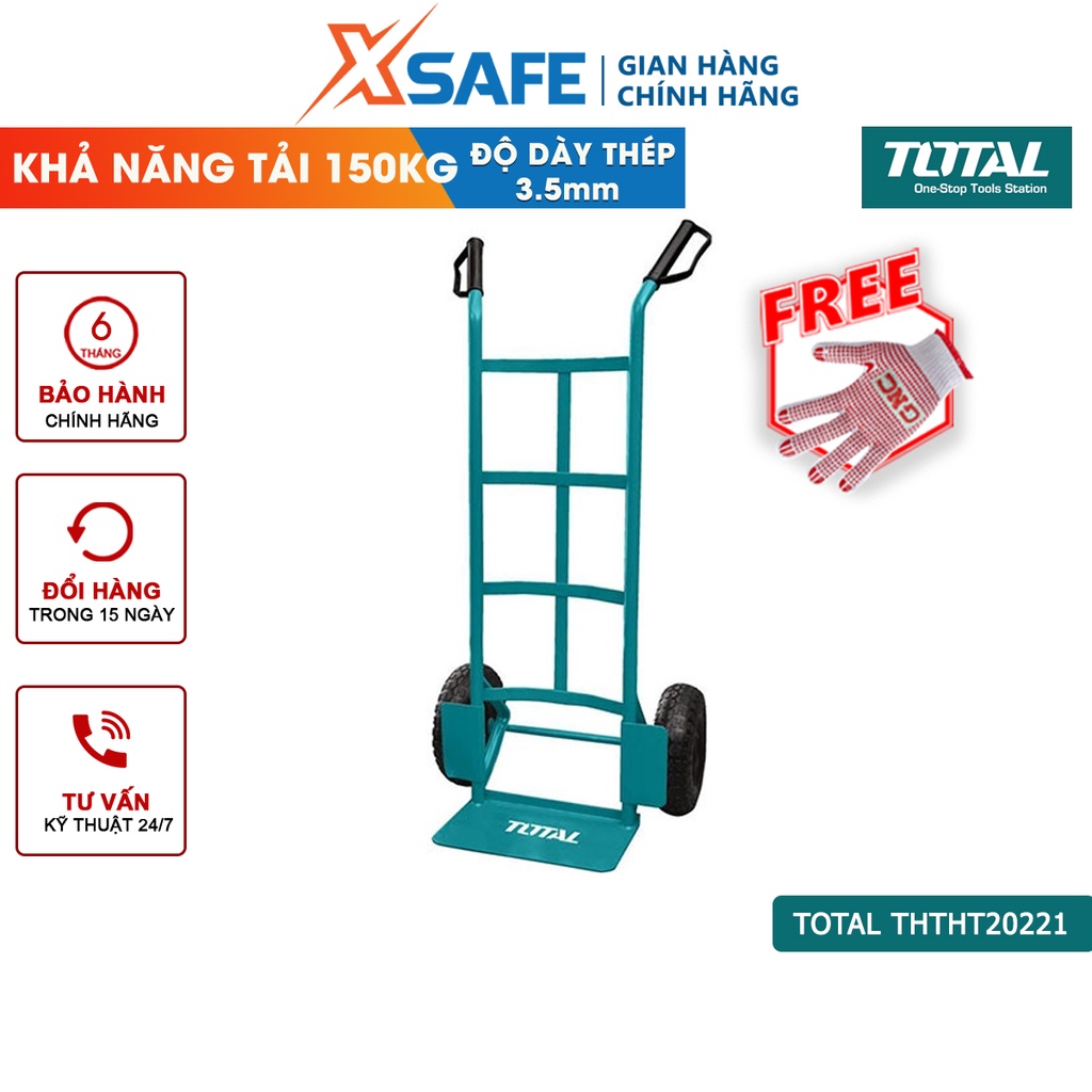 Xe đẩy hàng bằng tay TOTAL THTHT20221 Xe kéo hàng khả năng tải 150kg, độ dày tấm thép 3.5mm, khung kim lại chắc chắn